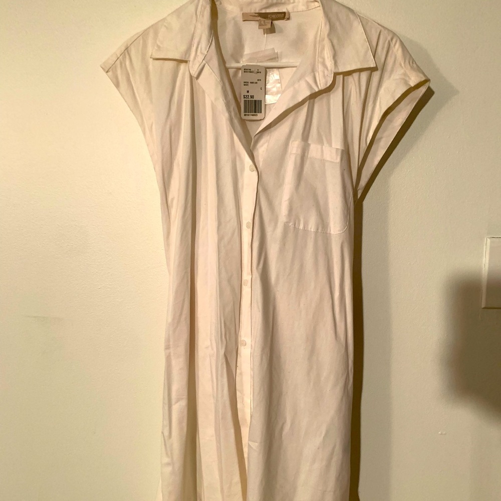 knee length white dress with belt